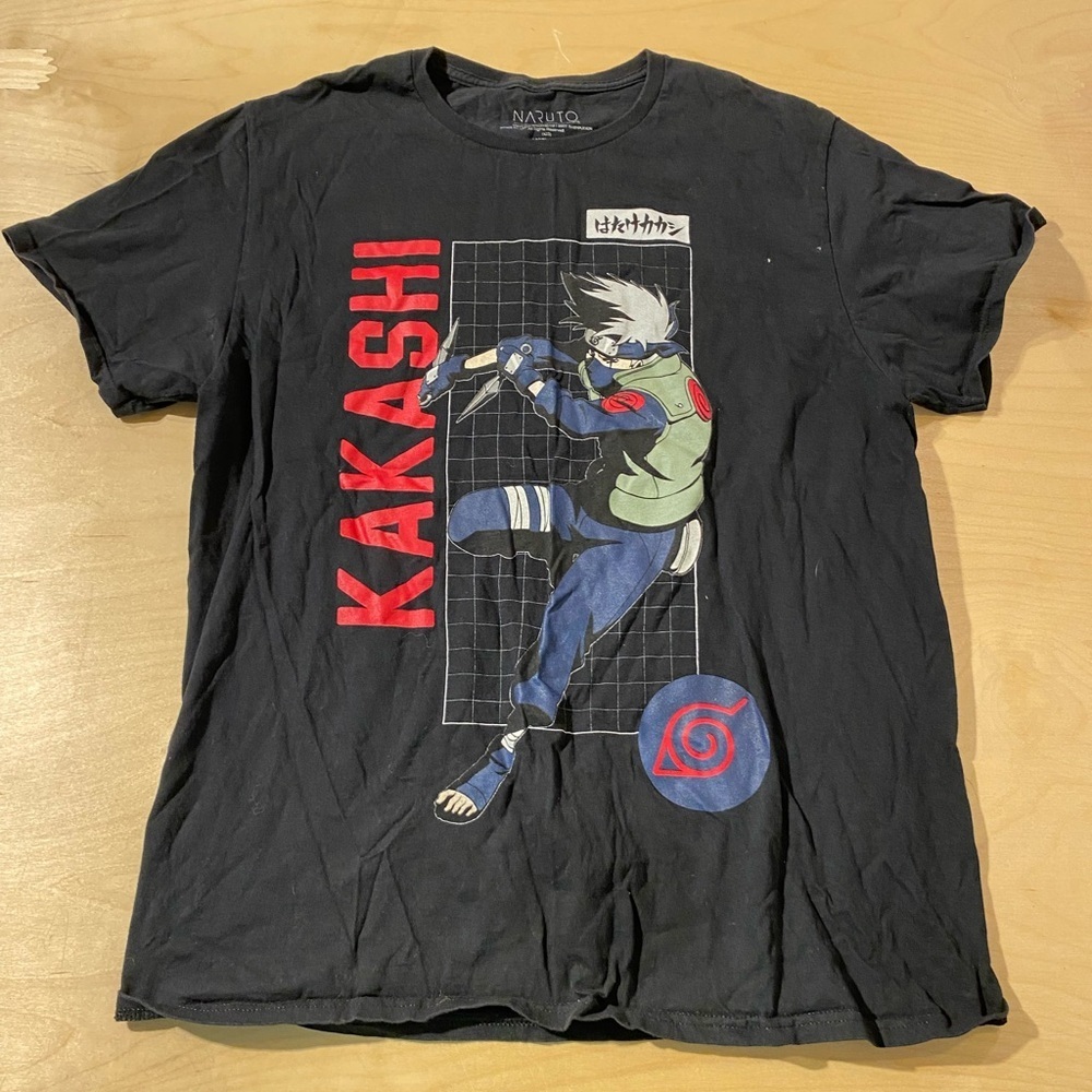 Naruto Black Graphic T-Shirt Kakash Large (LU)